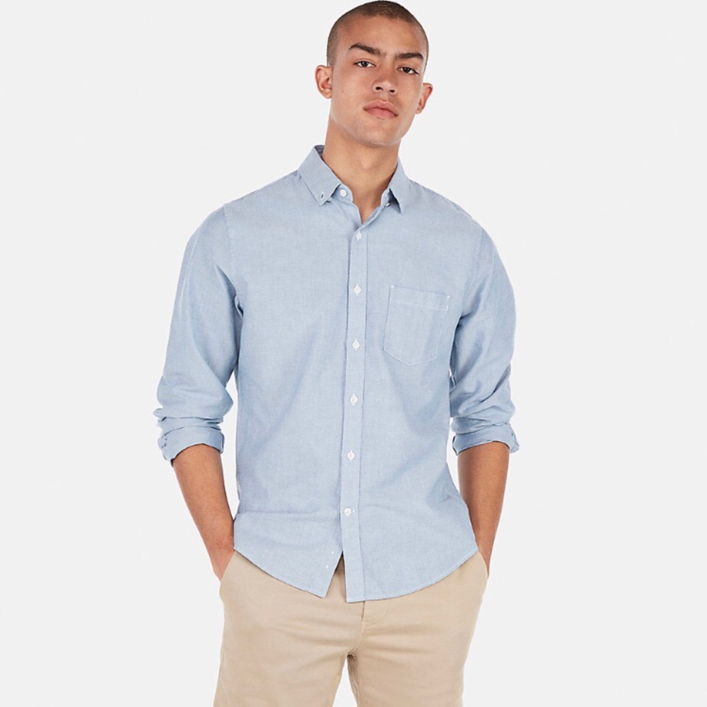 Express Men's Slim Soft Wash Chambray Denim Shirt